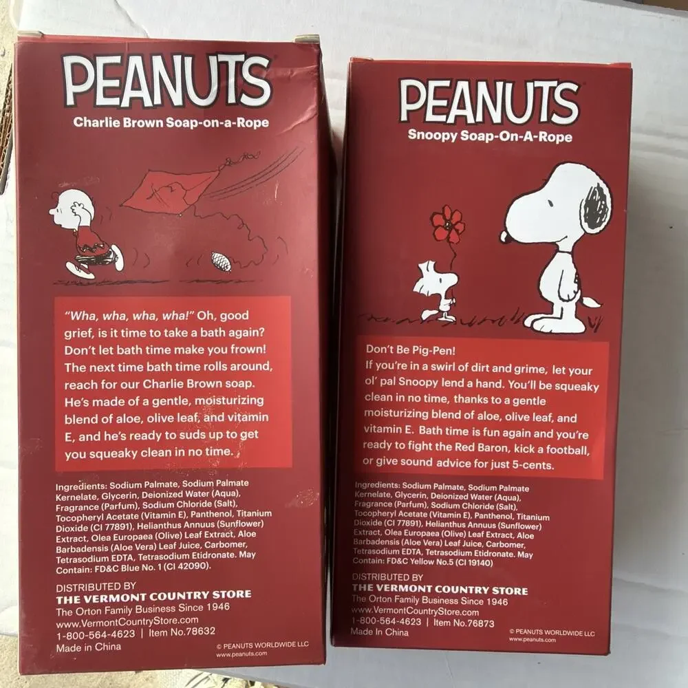 Vintage NIB Peanuts Charlie Brown Snoopy Soap on a Rope‎ Vermont Country Store